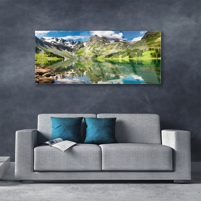 Quadro in vetro Paesaggio del lago di montagna