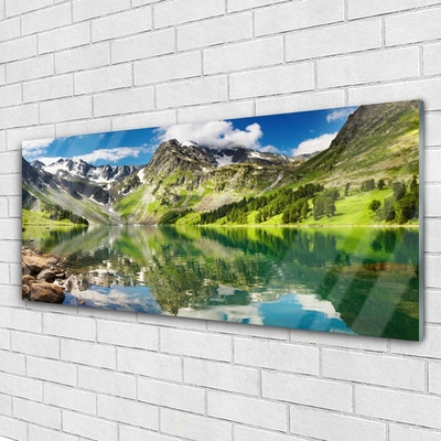 Quadro in vetro Paesaggio del lago di montagna