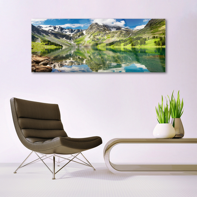 Quadro in vetro Paesaggio del lago di montagna