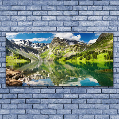 Quadro in vetro Paesaggio del lago di montagna