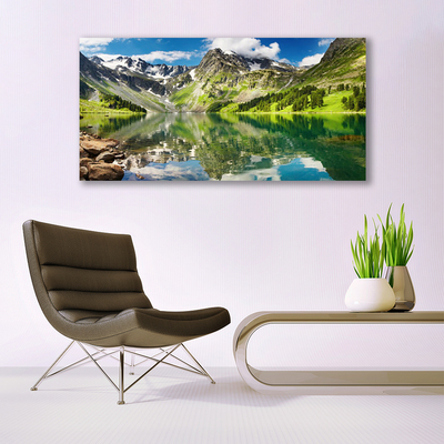 Quadro in vetro Paesaggio del lago di montagna