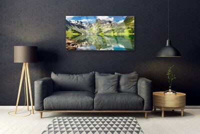 Quadro in vetro Paesaggio del lago di montagna