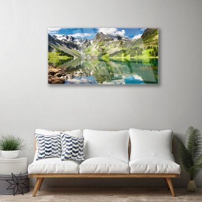 Quadro in vetro Paesaggio del lago di montagna