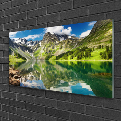 Quadro in vetro Paesaggio del lago di montagna