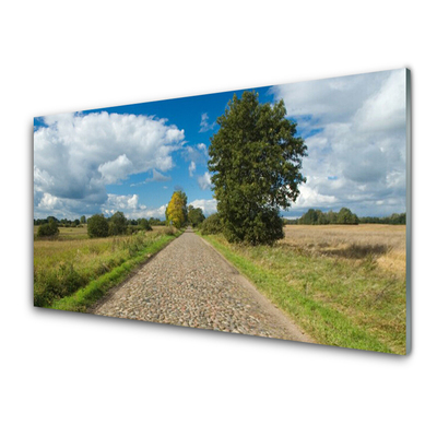 Quadro in vetro Pavimentazione della strada del villaggio Paesaggio