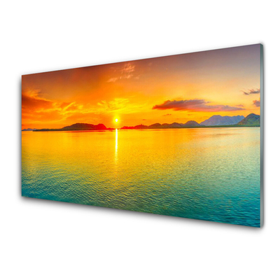 Quadro vetro Paesaggio del sole del mare