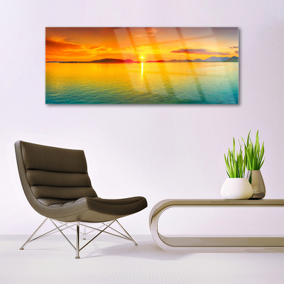 Quadro vetro Paesaggio del sole del mare