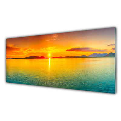 Quadro vetro Paesaggio del sole del mare
