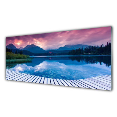 Quadro in vetro Paesaggio del lago di montagna