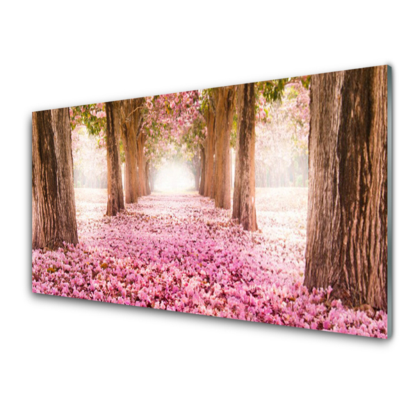 Quadro vetro Albero Rose Fiori Natura