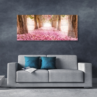 Quadro vetro Albero Rose Fiori Natura