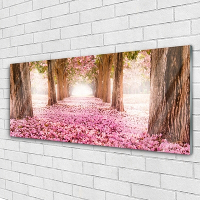 Quadro vetro Albero Rose Fiori Natura