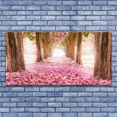 Quadro vetro Albero Rose Fiori Natura