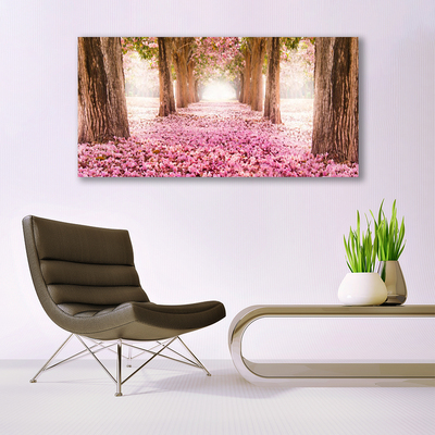 Quadro vetro Albero Rose Fiori Natura