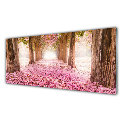 Quadro vetro Albero Rose Fiori Natura