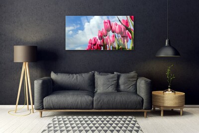 Quadro in vetro Muro di tulipani