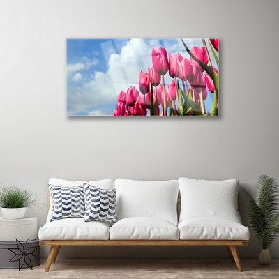 Quadro in vetro Muro di tulipani