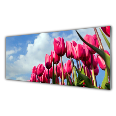 Quadro in vetro Muro di tulipani