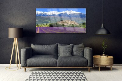 Quadro su vetro Prato Fiori Paesaggio di montagna