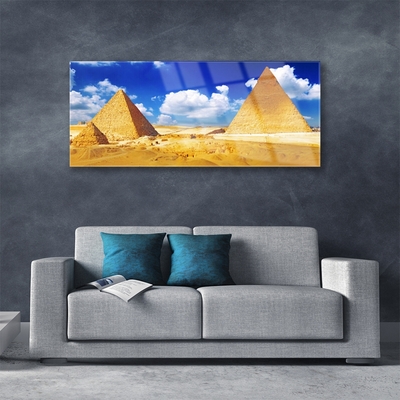 Quadro in vetro Paesaggio delle piramidi del deserto