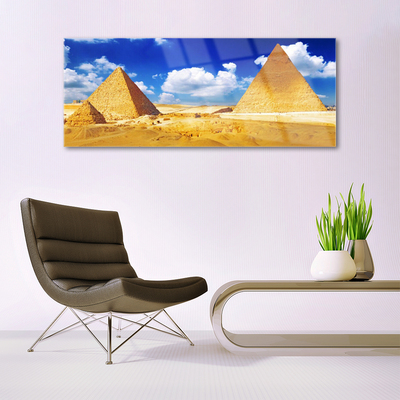 Quadro in vetro Paesaggio delle piramidi del deserto