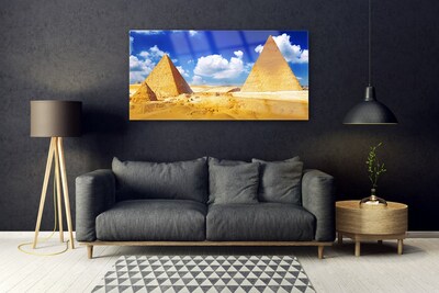 Quadro in vetro Paesaggio delle piramidi del deserto