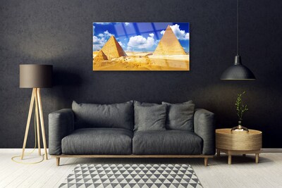 Quadro in vetro Paesaggio delle piramidi del deserto