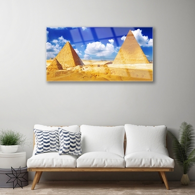 Quadro in vetro Paesaggio delle piramidi del deserto