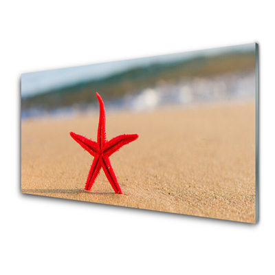 Quadro in vetro Arte della stella marina in spiaggia