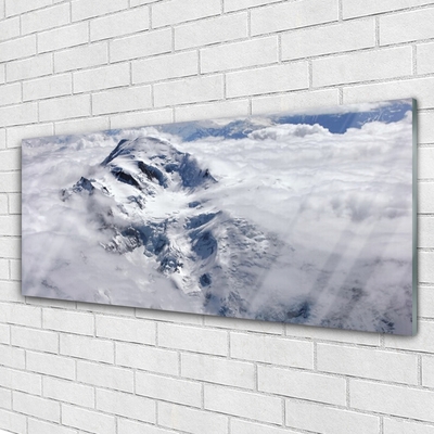 Quadro vetro Paesaggio di nebbia di montagna