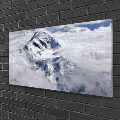 Quadro vetro Paesaggio di nebbia di montagna