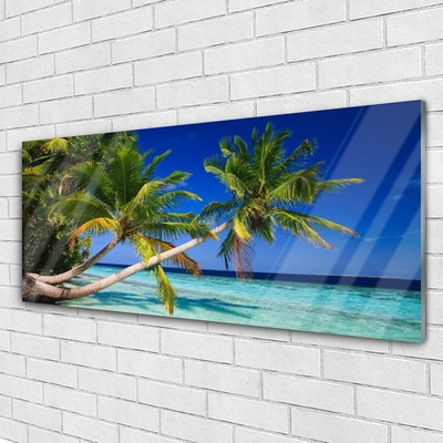 Quadro in vetro Palm Tree Sea Landscape