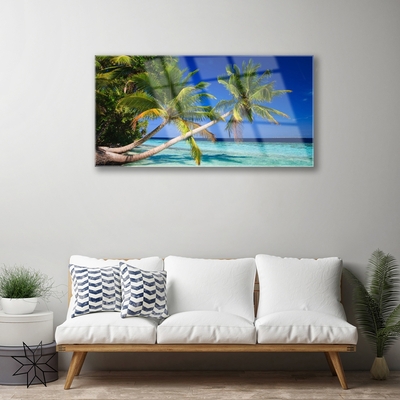 Quadro in vetro Palm Tree Sea Landscape