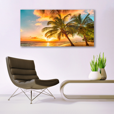 Quadro su vetro Palm Tree Sea Landscape