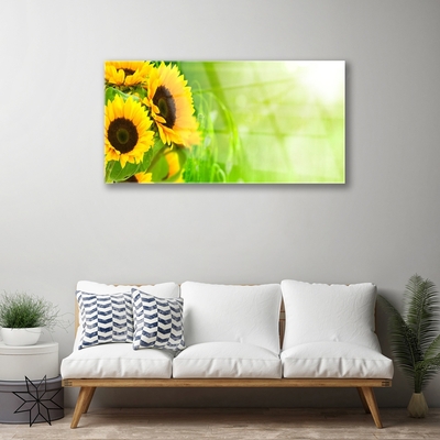 Quadro di vetro Pianta di girasoli