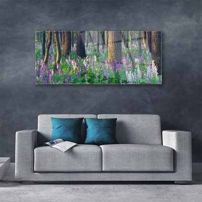 Quadro in vetro Foresta Fiori Natura