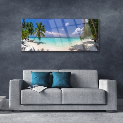 Quadro in vetro Spiaggia di mare Palm Landscape