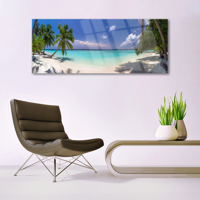 Quadro in vetro Spiaggia di mare Palm Landscape