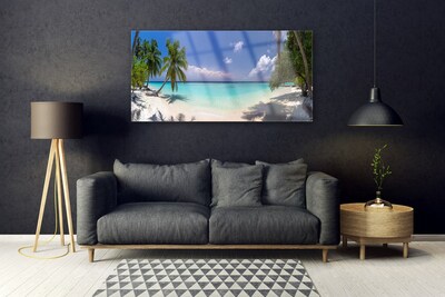 Quadro in vetro Spiaggia di mare Palm Landscape