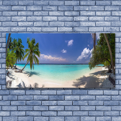 Quadro in vetro Spiaggia di mare Palm Landscape