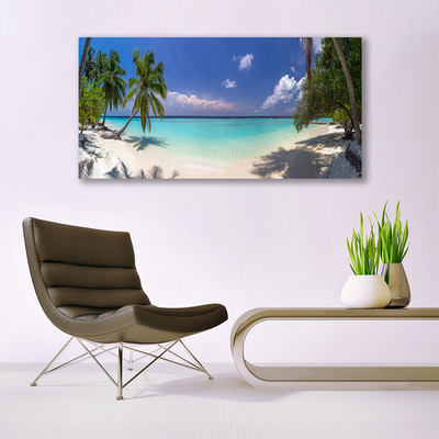 Quadro in vetro Spiaggia di mare Palm Landscape