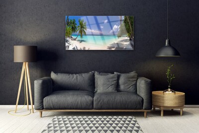 Quadro in vetro Spiaggia di mare Palm Landscape