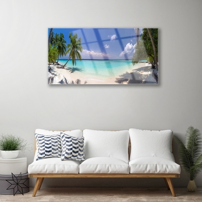 Quadro in vetro Spiaggia di mare Palm Landscape