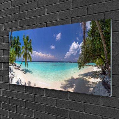 Quadro in vetro Spiaggia di mare Palm Landscape