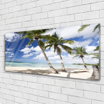 Quadro vetro Spiaggia di mare Palm Landscape