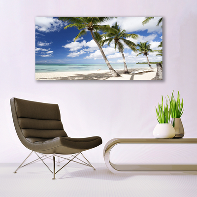 Quadro vetro Spiaggia di mare Palm Landscape