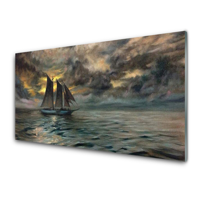 Quadro di vetro Paesaggio di barche da mare