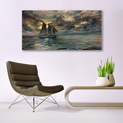 Quadro di vetro Paesaggio di barche da mare