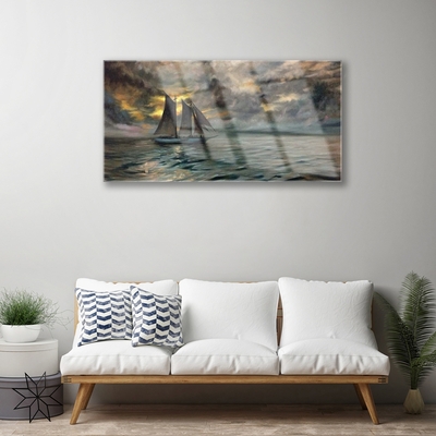 Quadro di vetro Paesaggio di barche da mare