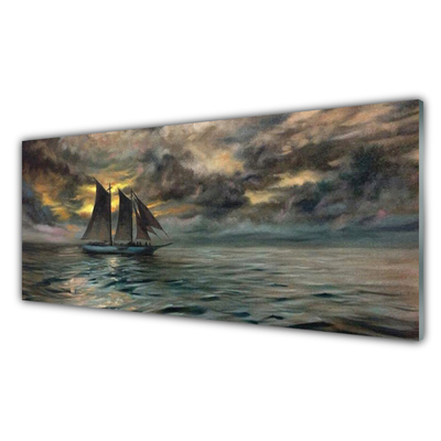 Quadro di vetro Paesaggio di barche da mare